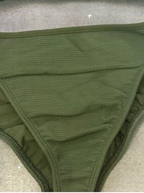 Olive Green Textured Bikini Bottoms